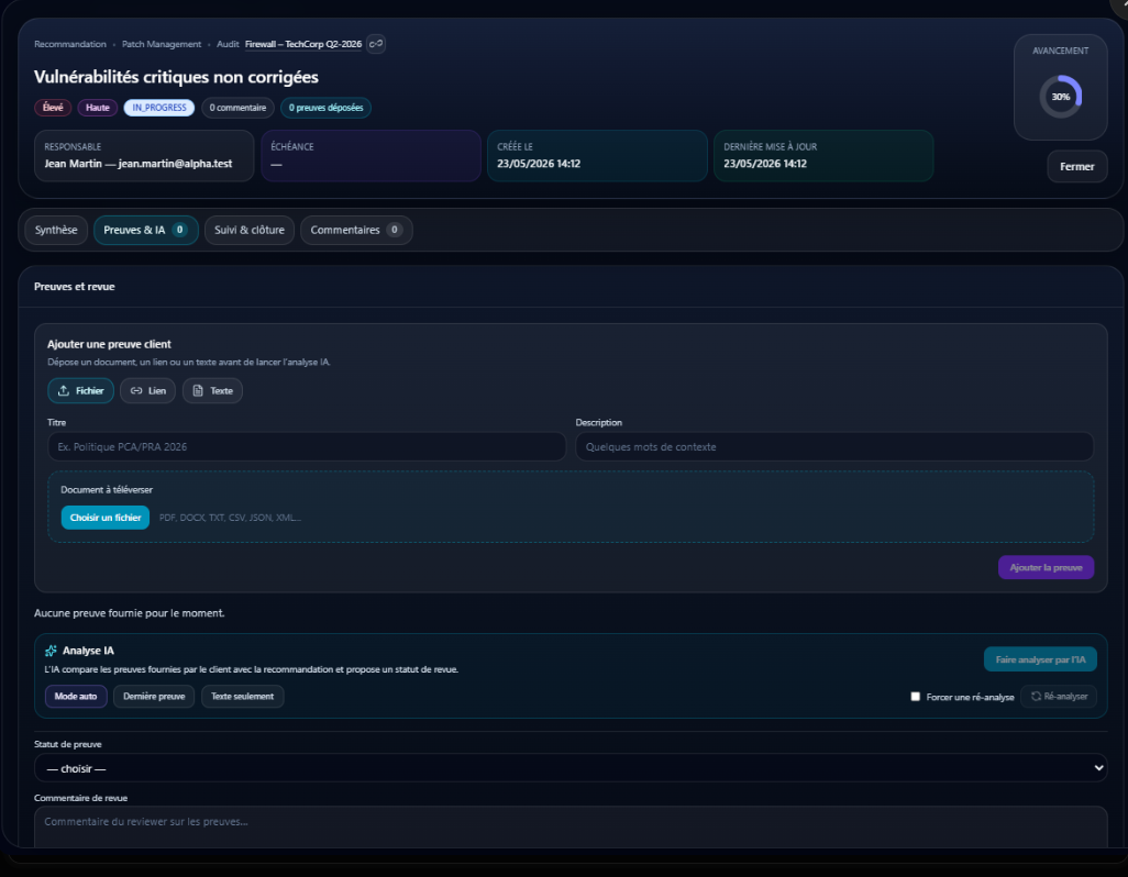 Preuves IA — collecte et validation des preuves d'audit